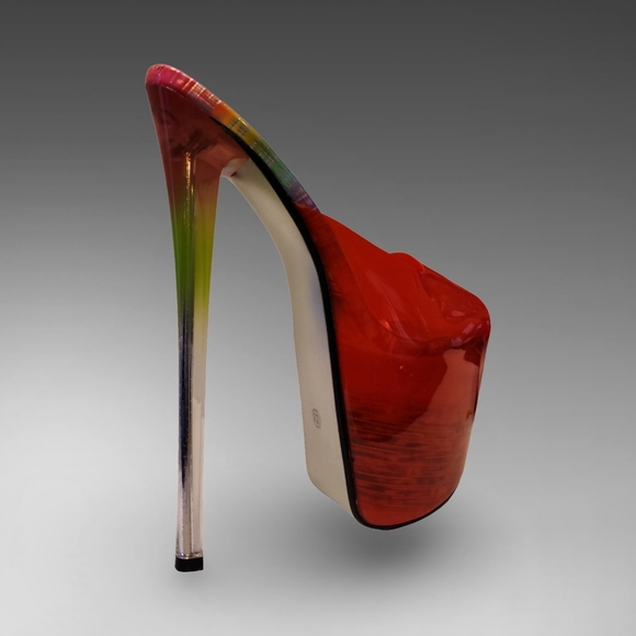 Red PVC StripperHeels sz9.5 9"Heel5"Platform Sexy Barbiecore Rave Party Dance✰✰✰ - Picture 3 of 7